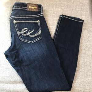 Express white stitching distressed jean leggings